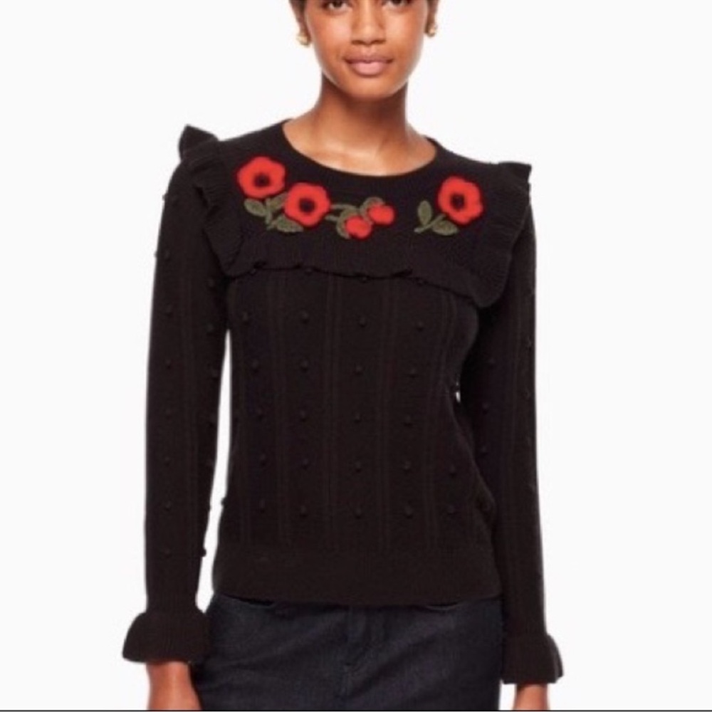 Kate Spade crocheted poppy sweater, XS